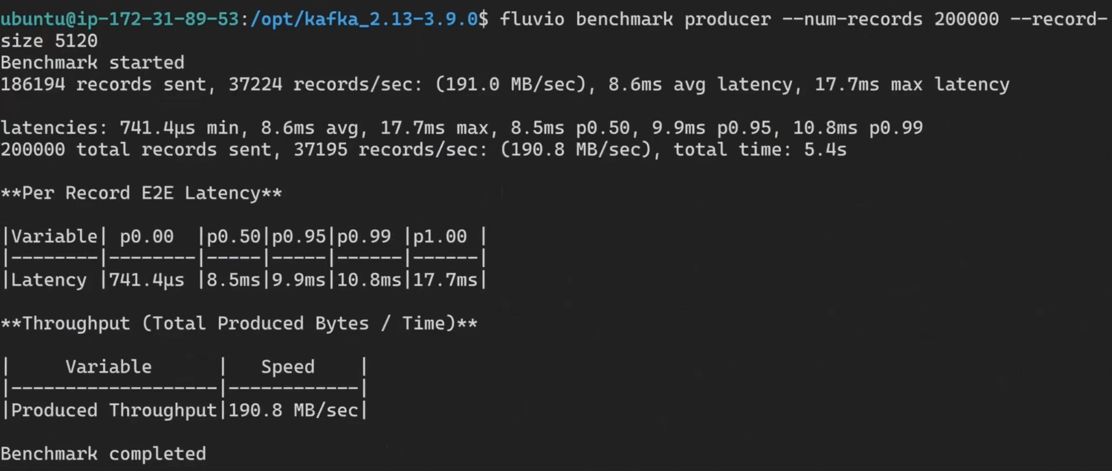 Fluvio benchmark on EC2