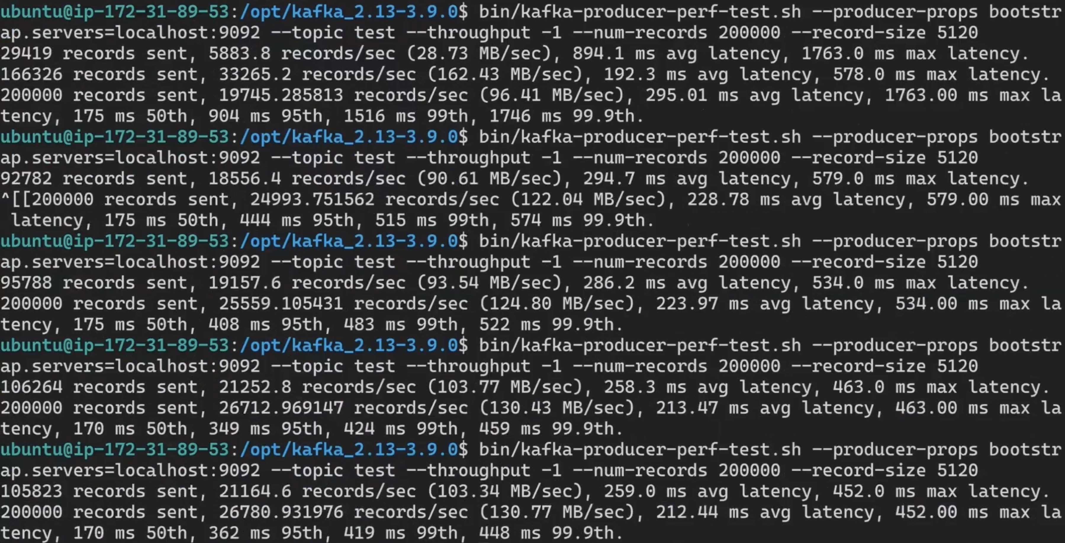 Kafka benchmark on EC2
