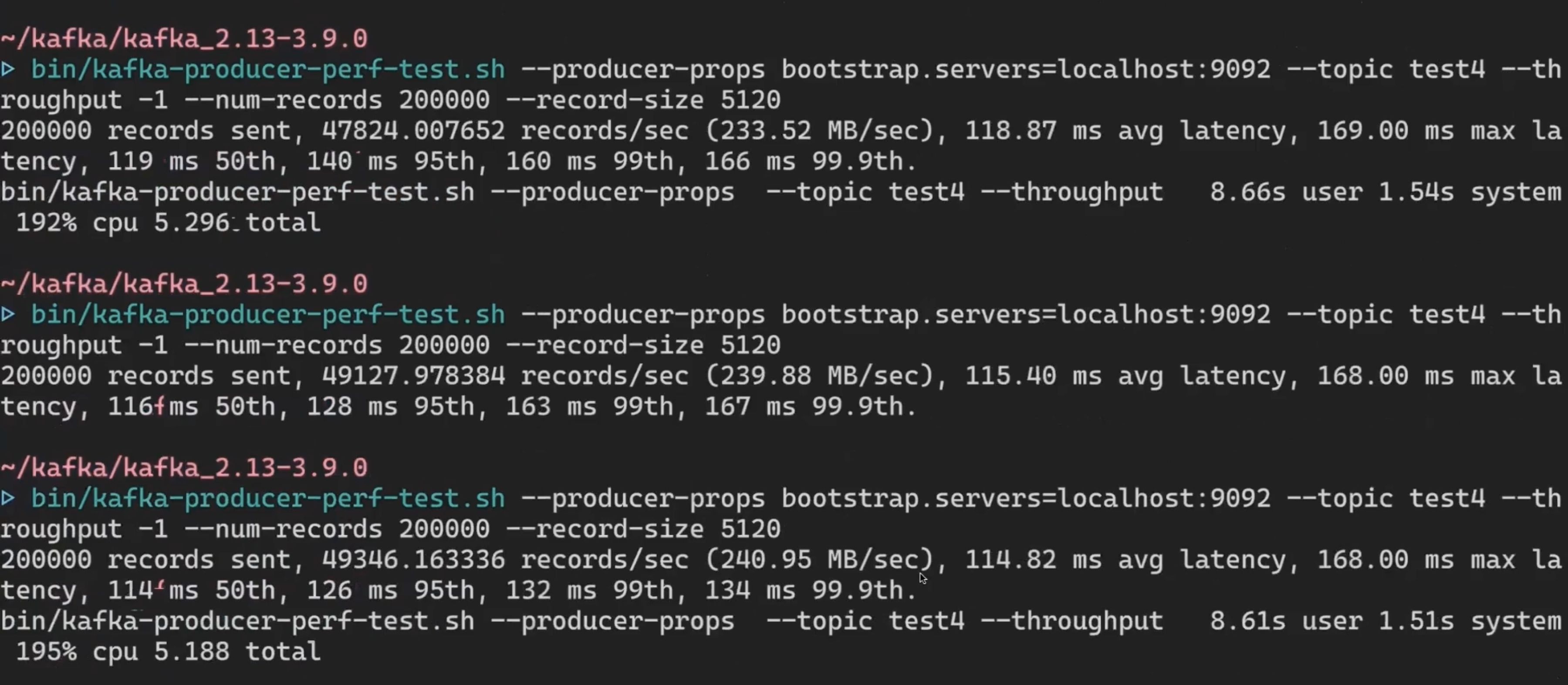 Kafka benchmark on Mac